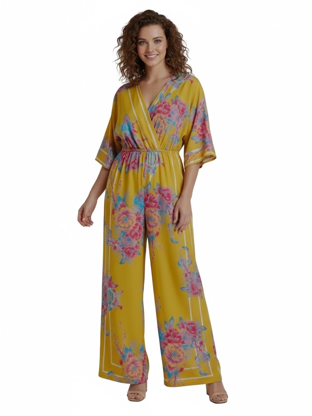 Flying Tomato Mustard Yellow Floral Jumpsuit.